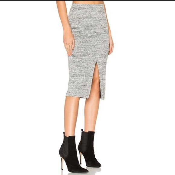 Alice + Olivia Dresses & Skirts - Alice + Olivia Apiga Slit-Front Knit Midi Pencil Skirt, Gray